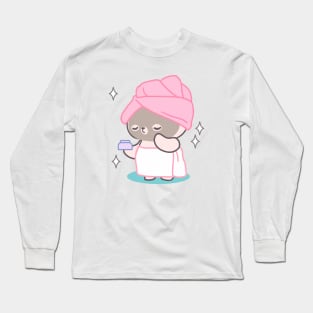 A Bunny's Self-Care Ritual of Blissful Bathing and Masking Long Sleeve T-Shirt